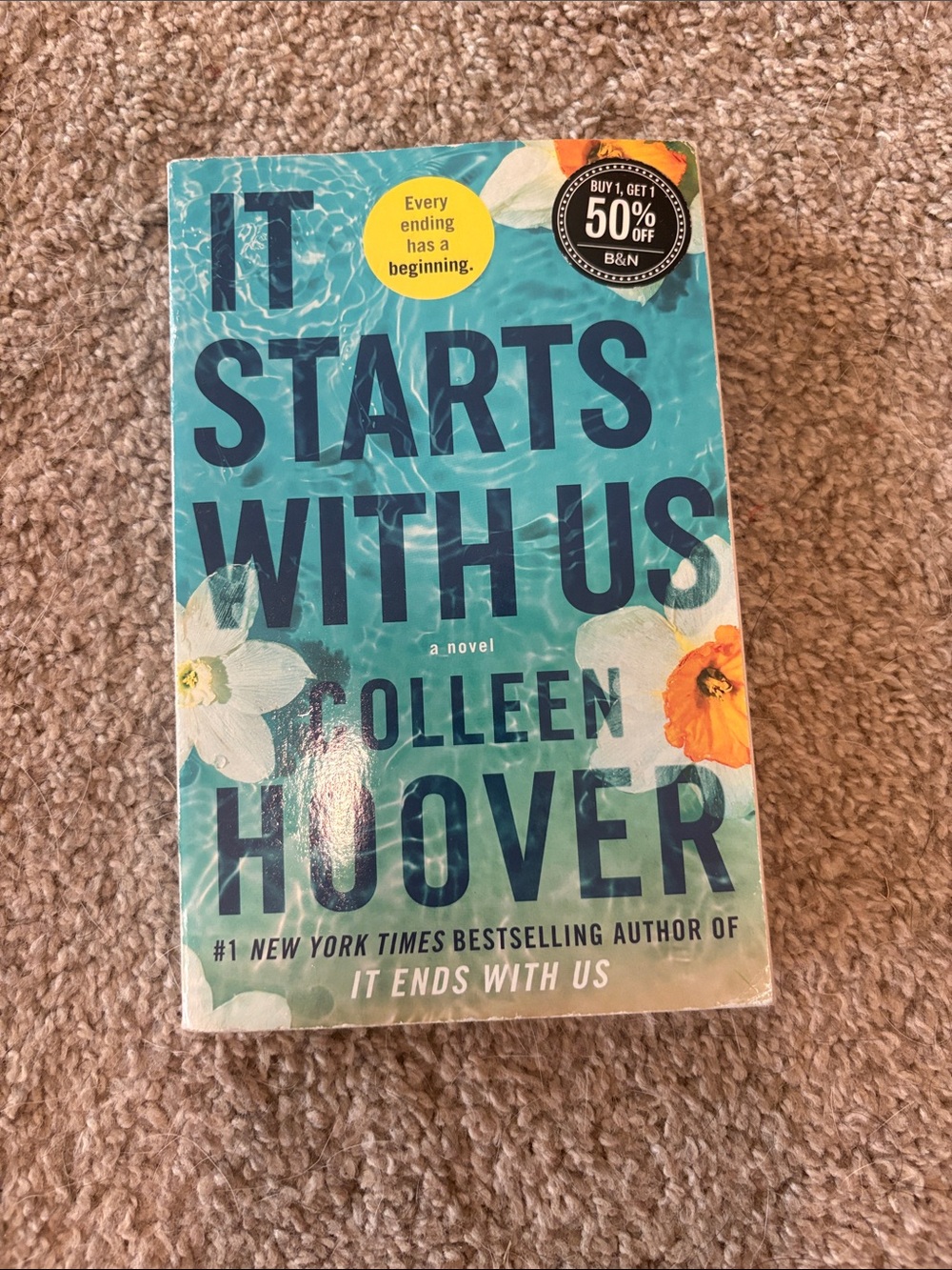 It Starts With Us by Colleen Hoover - Teal Floral Paperback